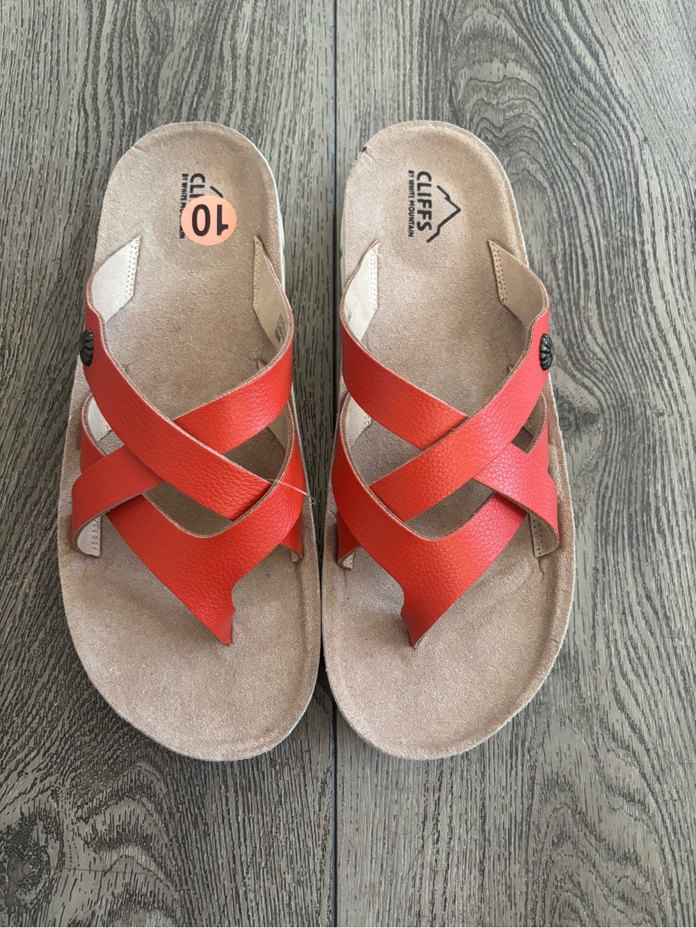 Cliffs by WHITE MOUNTAIN ' Coral Red Crisscross Sandals NWOT